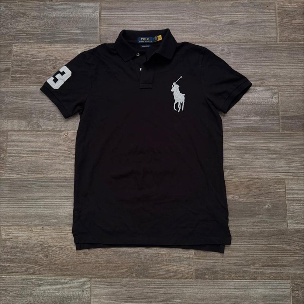 Y2K Black Polo Ralph Lauren big pony polo shirt size S